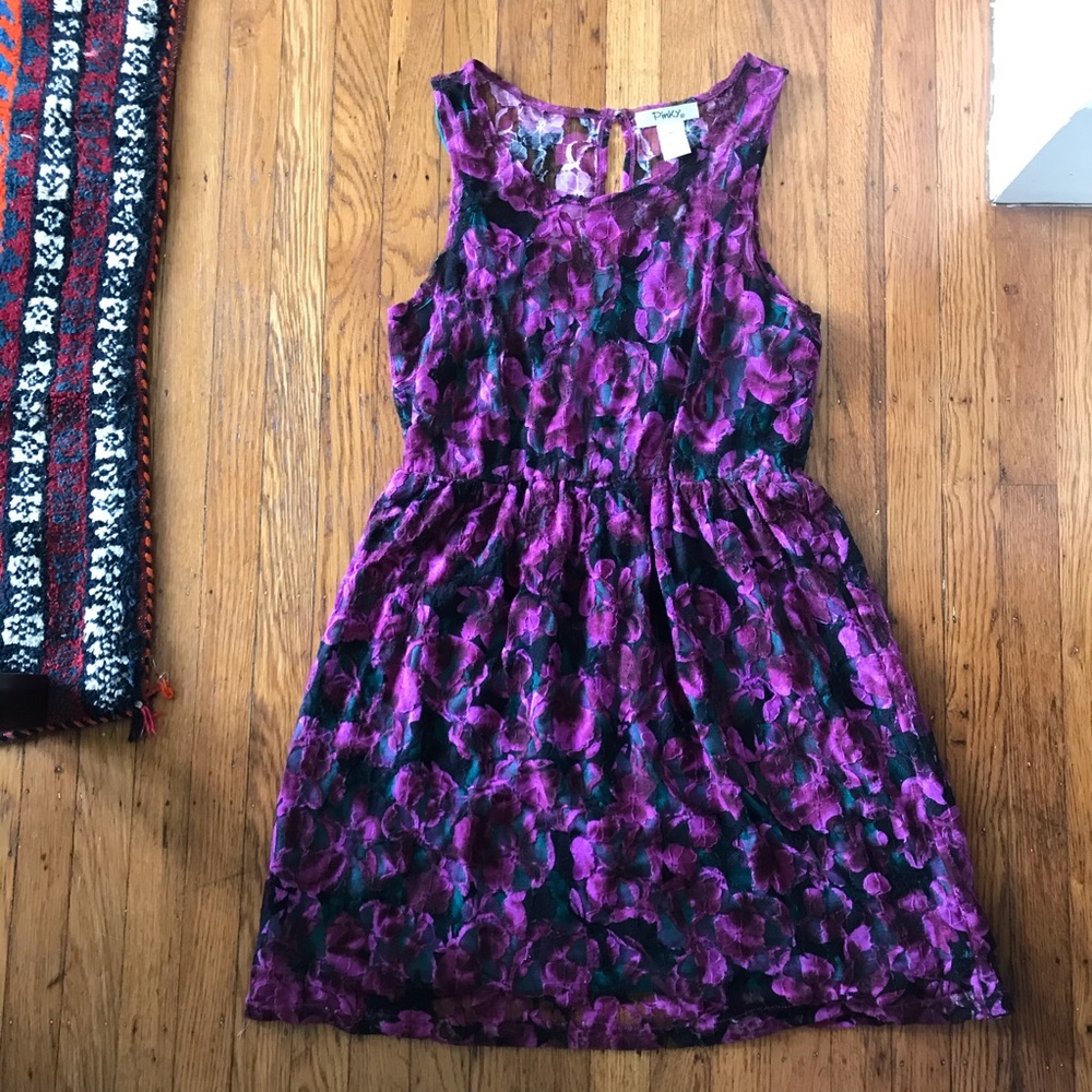 Layered Pinky floral lace cocktail dress